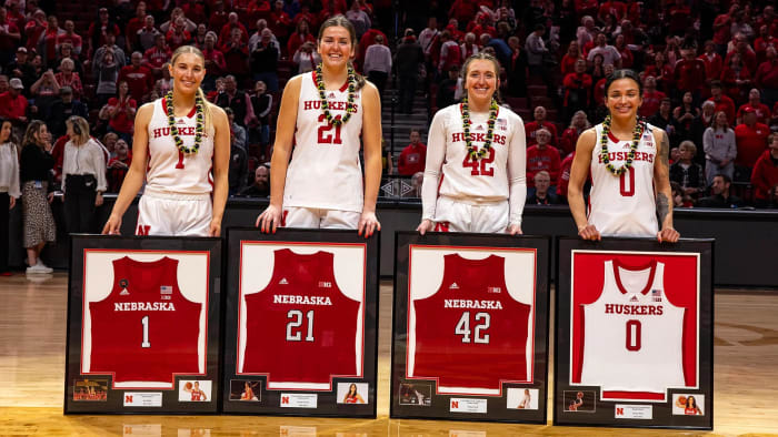 Nebraska seniors and graduates (l-r): Jaz Shelley, Anni Stewart, Maddie Krull, Darian White